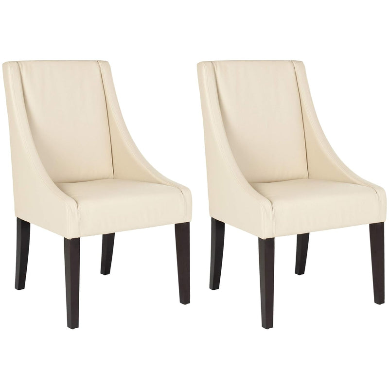 Mercer Collection Austin Cream Leather Sloping Arm Chair, Set Of 2