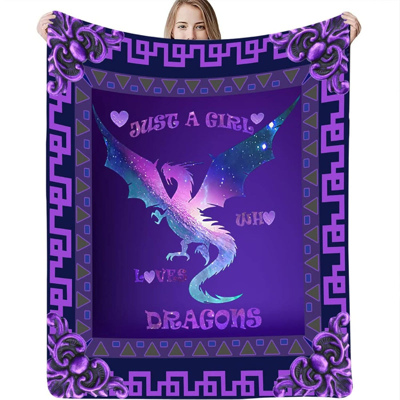 Purple Dragon Throw Blanket Warm Ultra-Soft Flannel Blanket For Bed Couch Livi