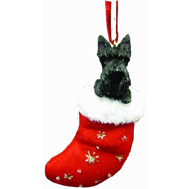 Scottish Terrier Christmas Stocking Ornament With "Santa'S Little Pals" Hand P