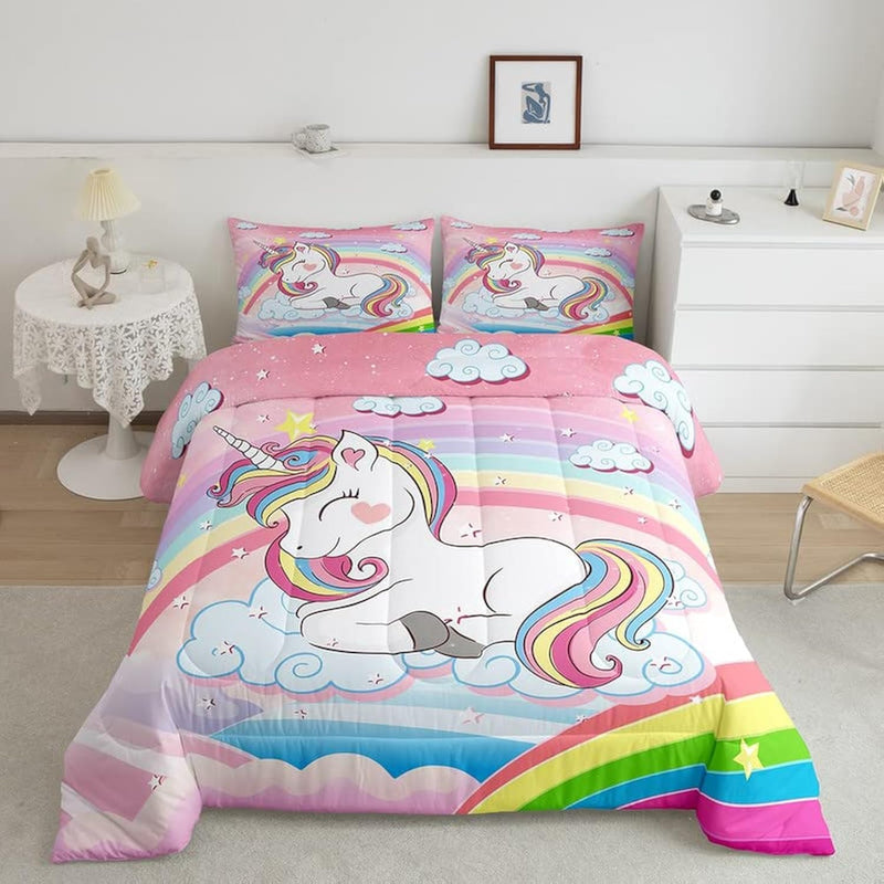 Rainbow Unicorn Comforter Set Cute Unicorn Pattern Comforter For Kids Girls Ca