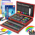 150-Piece Deluxe Art Set with Wooden Case, Coloring Book & Sketch Pads