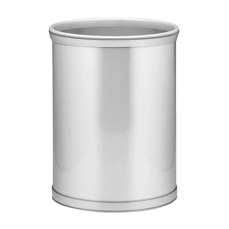 Kraftware Brushed Chrome Waste Basket Grey Bumper, Made In U.S.A, 13 Quart