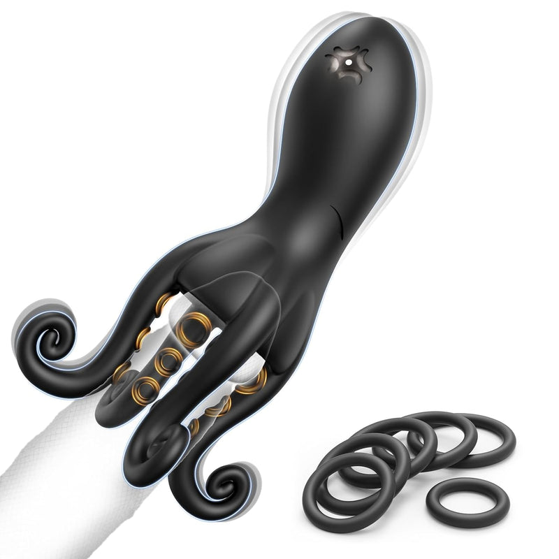 Male Sex Toys Penis Vibrator - Male Masturbator Penis Training For Men Stroker With 10 Vibrating For Glans Nipple 360° Wrapped Stimulation, 6 Cock Rings Tentacle Vibrator Adult Toys Massage Kits
