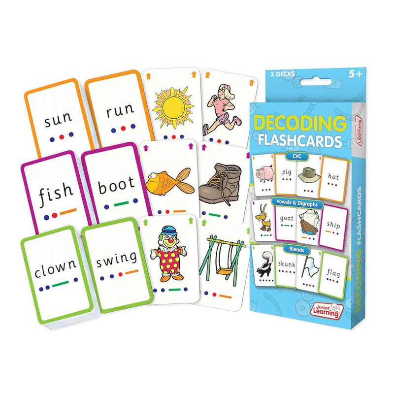 Junior Learning Decoding Flashcards, 162 Cards, Ages 5+, Language & Decodin