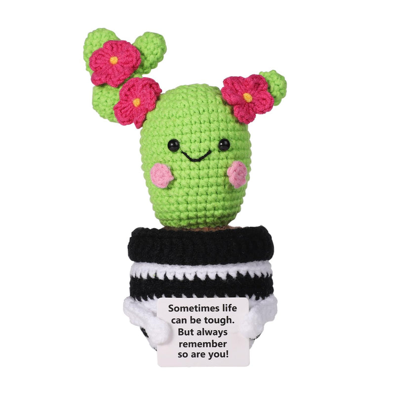 Positive Cactus Crochet, 6.3 Inch Green Positive Knitted Plants Cactus Doll