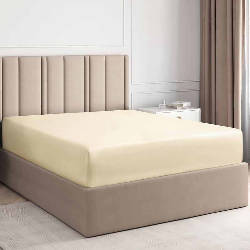 Twin Xl Size Fitted Bed Sheet - Hotel Luxury Single Fitted Sheet Only - Fits M