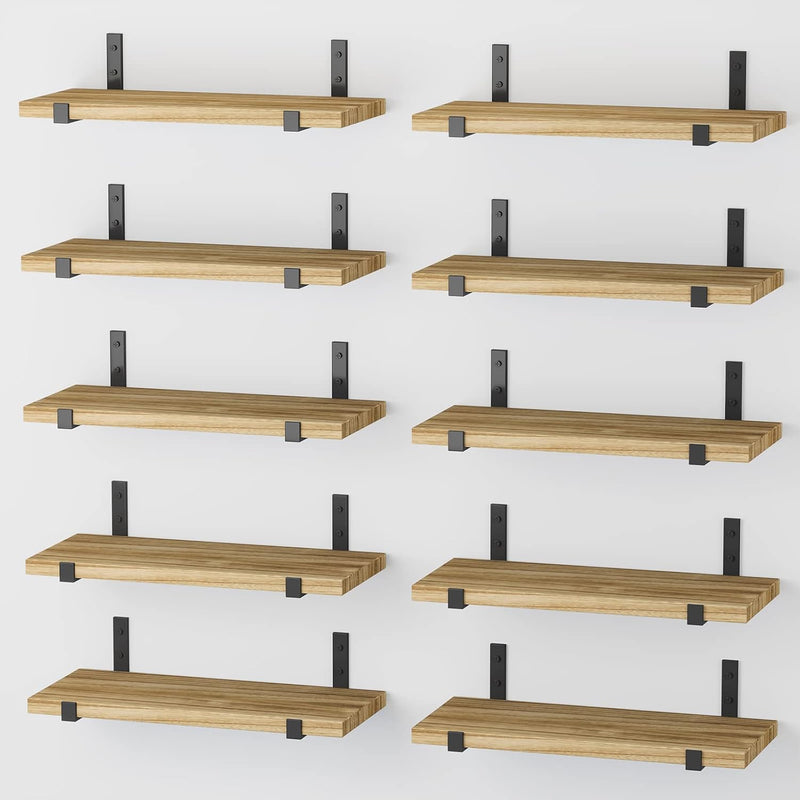 Floating Wall Shelves, Set Of 10, 15.8” X 5.9” Rustic Wood Wall Decor, Farmhou