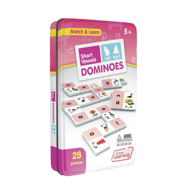 Junior Learning Short Vowel Dominoes Educational Action Games, Multi (JL493