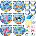 42 Pcs Sea Animal Suncatcher Craft Kit, Ocean Scene DIY Art Activity for Kids