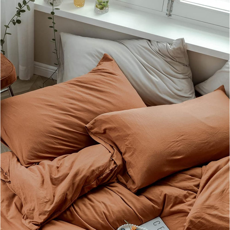 Jersey Knit Pillow Cases Set Of 2 - Burnt Orange Pillowcases Queen Pillow Case