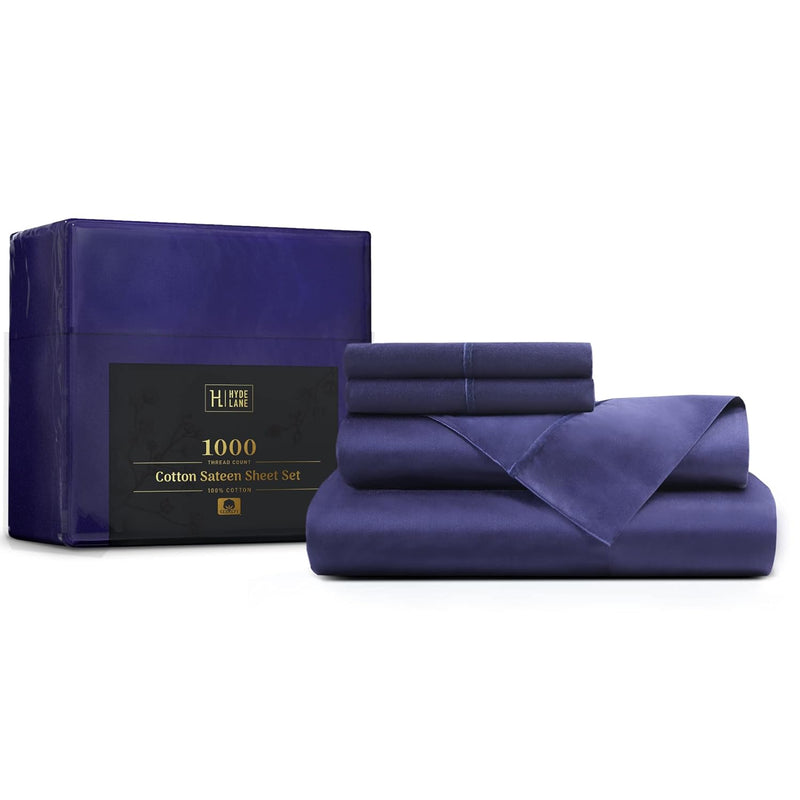 Luxury 1000 High Thread Count King Size Sheets, 100% Cotton Sateen, Deep Pocke