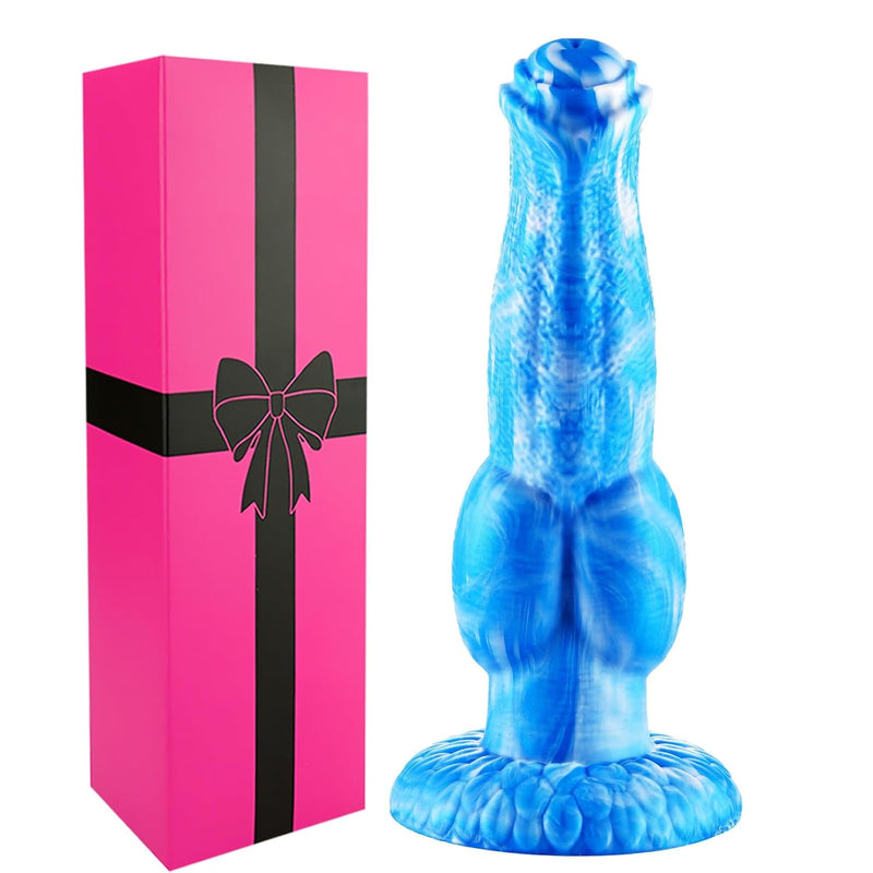 9 Inch Extra Thick Knotted Dildo Horse With Suction Cup, 8 Inch Liquid Silicone Soft Animal Wolf Dildo Huge Anal Plug, Xl Extra Large Dragon Penis Dog Knot Blue Dildo Fantasy Sex Toys For Women Men