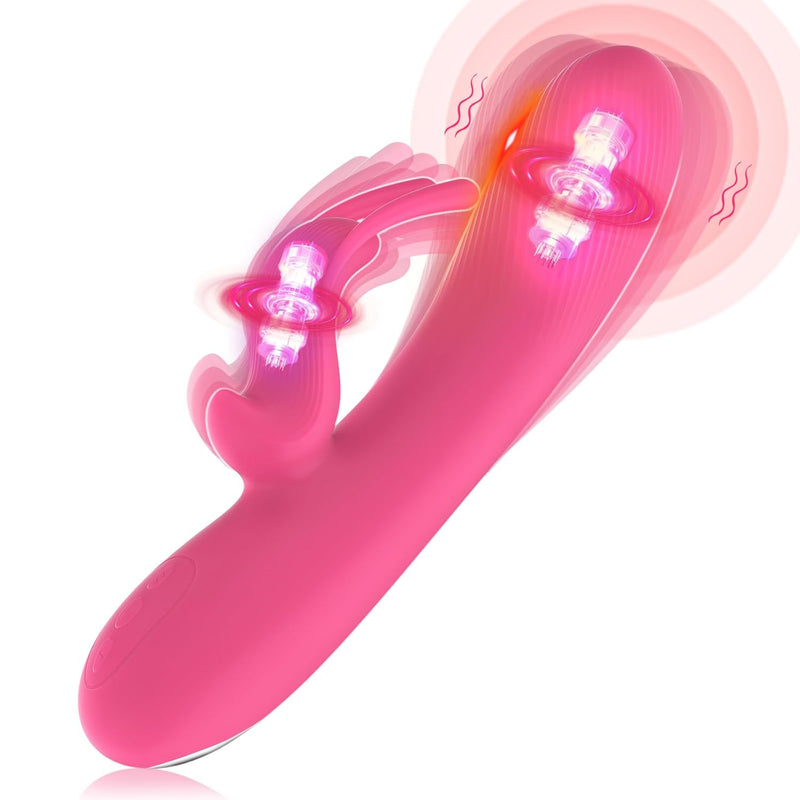 Rabbit Vibrator Dildo Dual Motors 10 Vibration Modes G Spot Clitoral Stimulator Rechargeable Silicone Waterproof Dildos Sex Adult Toys For Women And Couple