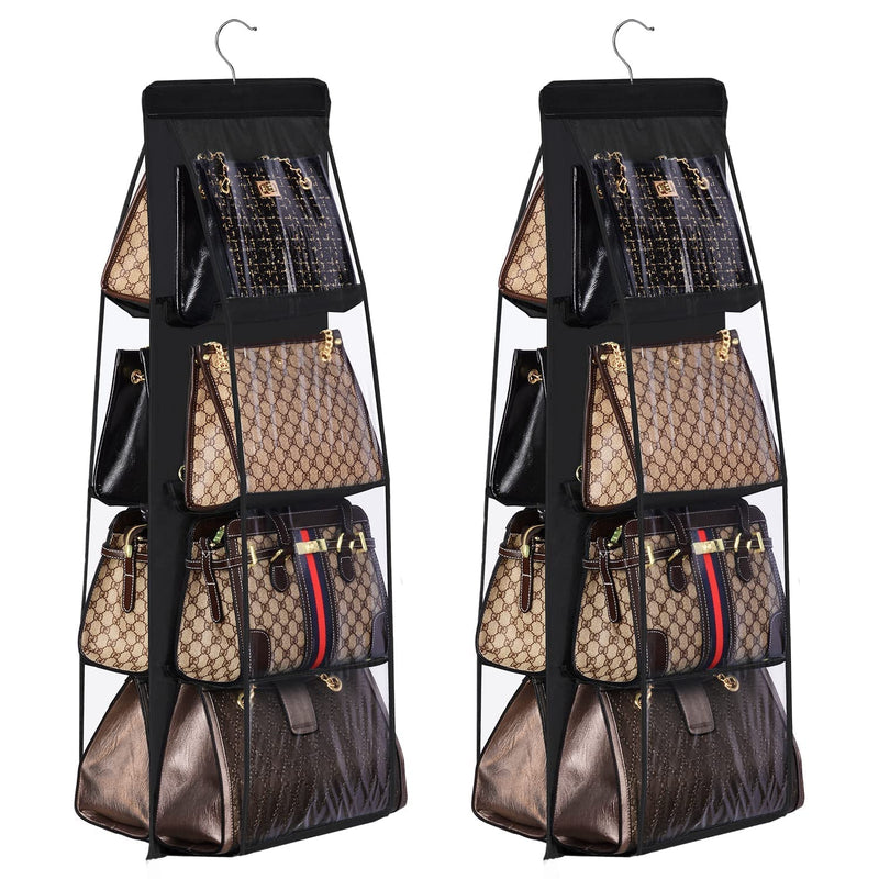 Lirex 2-Pack Handbag Hanging Purse Organizer For Closet, 8 Pocket Handbag Storag
