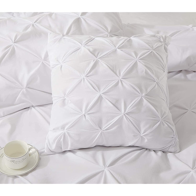 White Pinch Pleated Pintuck Pillow Shams Set European Size 800-Tc Egyptian Cot