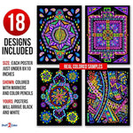 18 Pack Fuzzy Velvet Coloring Posters, Dynamic Edition for Kids & Adults