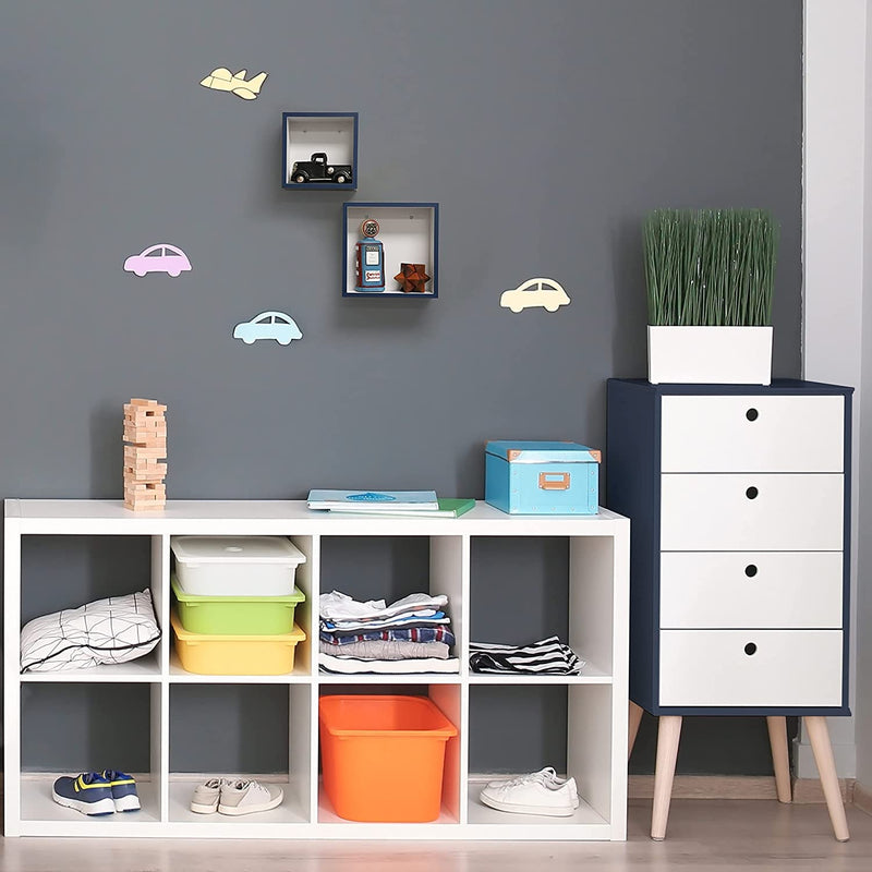 2 Pc 10 In W & 8 In W Navy Cube Shelf Set