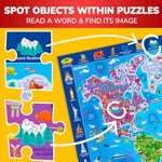 Puzzles For Kids Ages 4-6 - 3 Set 100 Piece Puzzles For Toddlers 3-5 - Learning Map Of The United States World Space Puzzle - Educational Games For Kids 6-8 - Toys For 3 Year Old Boys And Girls