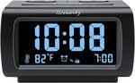 Alarm Clock Radios for Bedrooms with Battery Backup, Large Big Numbers with Brightness Dimmer, USB Port, Bedside Digital FM Radio with Sleep Timer, Temperature, Adjustable Volume, Snooze