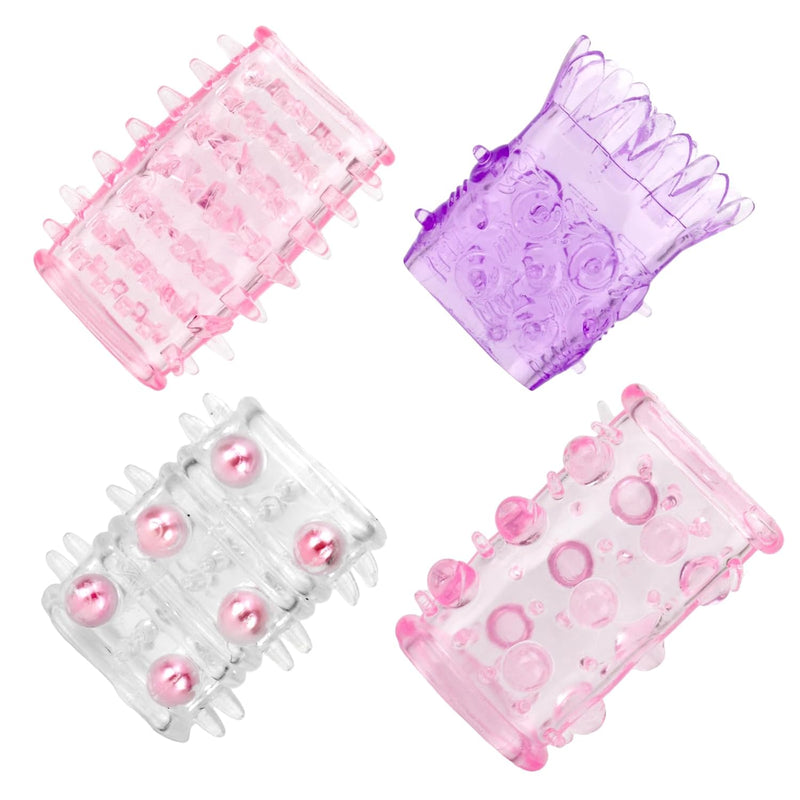4 Pcs Reusable Penis Sleeves, Random Color Condoms Male Cock Extender Enlarger G-Spot Stimulation Sex Toys For Couples