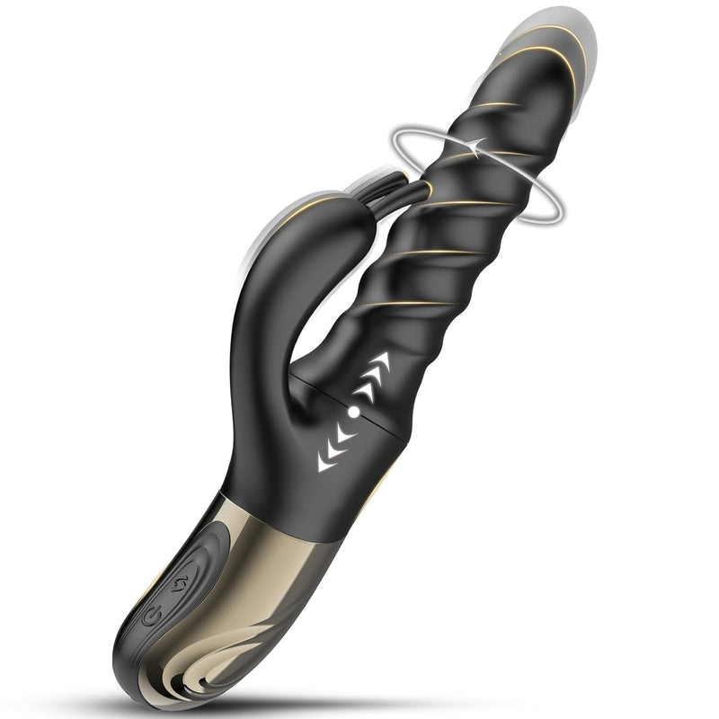 Tornado G Spot Rabbit Vibrator Black Combination Of 360° Swirl+Up-Down Thrust| 5 Tornado Swirling Modes|A Storm Of Satisfaction For G Spot That Put Basic Vibes To Shame