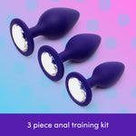 Silicone Butt Plug Kit | Jewelled 3 Pcs Anal Training Set For Beginners | Flared Anal Plugs For Men, Women & Couples | Adult Sex Toys Small, Medium & Large | Prostate Massager Adult Toy