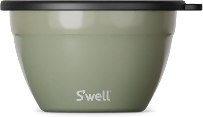 Stainless Steel Salad Bowl Kit 64oz, Mountain Sage, Comes with 2oz Mini Canister and Removable Tray for Organization, Leakproof, Easy to Clean, Dishwasher Safe