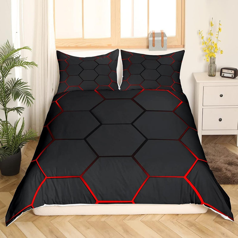 Honeycomb Duvet Cover Honeycomb Modern Geometry Hexagon Theme Bedding Set For