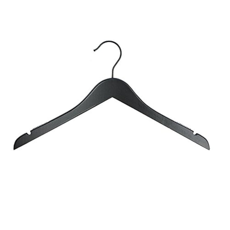 20217Bhhu Wooden Shirt Hangers - Line - 17" Low Gloss Black With Black Hook - Ho