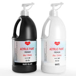 White and Black Acrylic Paint 69oz/2040ml Large Bottle with Pump