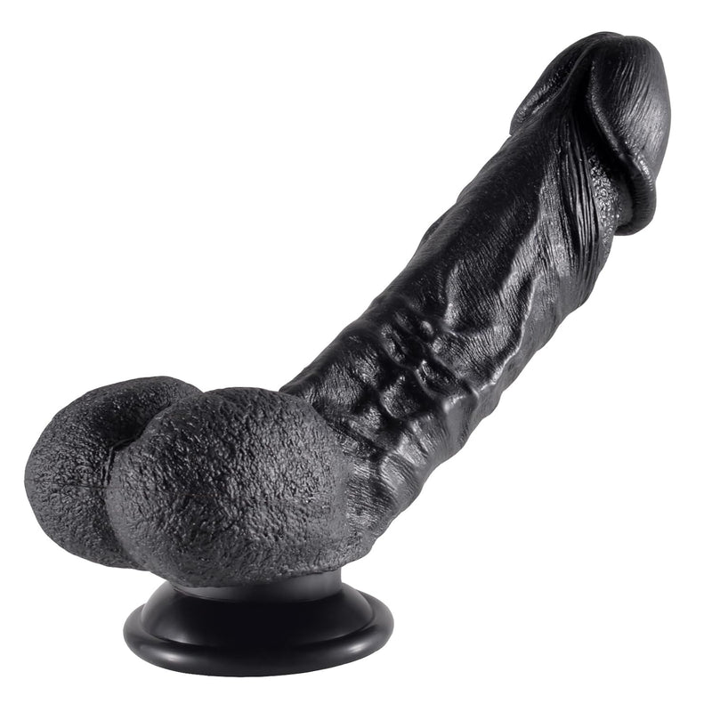 Realistic Dildos Adult Sex Toys For Women, Soft Silicone Dildo With Strong Suction Cup For Hands-Free Play, Lifelike Anal Dildo With Balls Fake Penis G Spot Stimulator (Black M)