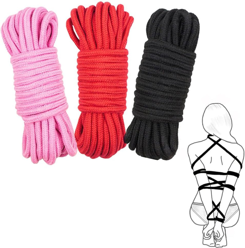 3-Piece Soft Cotton Bondage Rope Set for Couples – Durable Restraint Kit