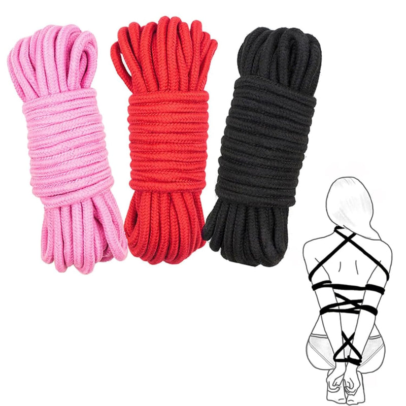 3Pcs Soft Cotton Sex Ropes Bondage Rope Restraint Kit For Adult Sex Games For Women & Men Couple Bdsm Strap Use For Bed Restraints Game (3 Pcs)