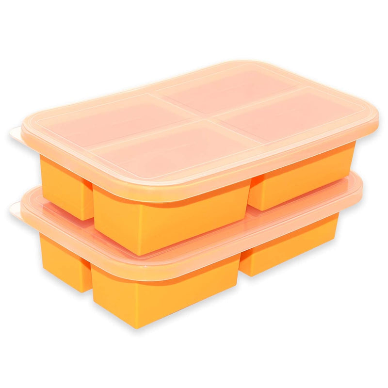 1-Cup Silicone Freezing Tray With Lid,2 Pack,Easy-Release Silicone 1 Cup Freezer Tray,Freezer Containers,Freeze And Store Soup,Broth,Sauce,Leftovers - Makes 8 Perfect 1 Cup Portions