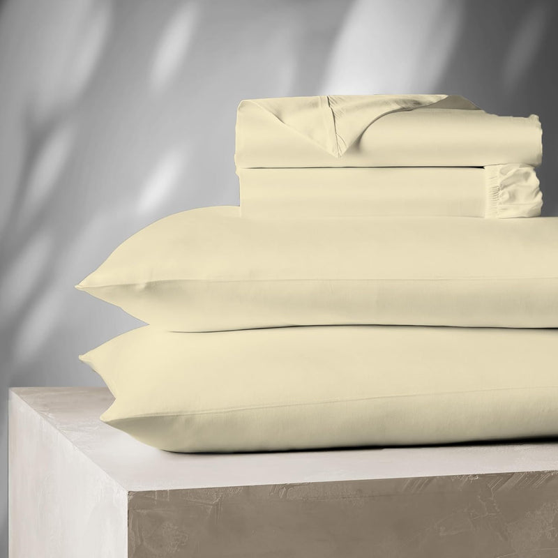 Egyptian Cotton King Sheets Set Pale Yellow - 1000 Thread Count Sateen Luxury