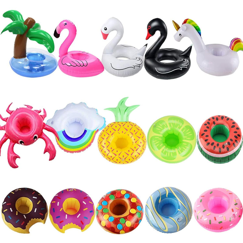 Inflatable Drink Holder, 15 Pack Drink Floats Inflatable Cup Holders Flamin