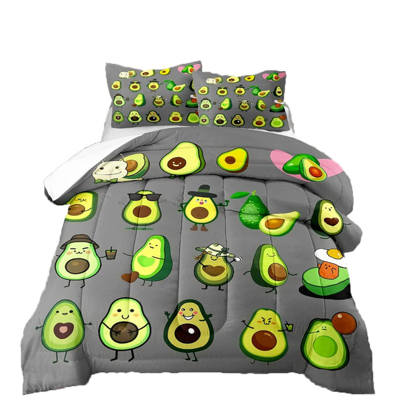 3D Green Avocado Bedding Set For Kids, Lovely Fruit Ultra Soft All Seasons Com