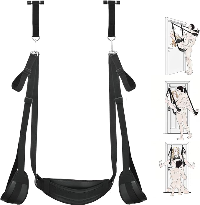 Over-Door BDSM Sex Swing with Adjustable Straps, Leg Restraints & Padded Supports