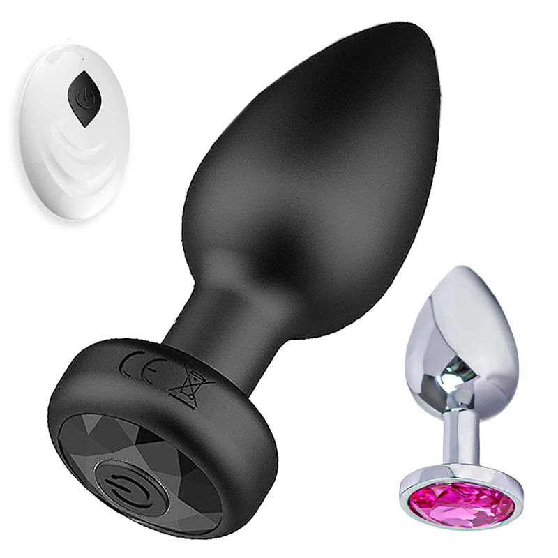 Anal Plug Vibrator Double Sensation- 2Pcs Anal Vibrating Training Kit With Remote Control 10 Frequency Vibration Modes, Prostate Massager Butt Plug For Ultimate Adult Pleasure, Ideal For Men Women