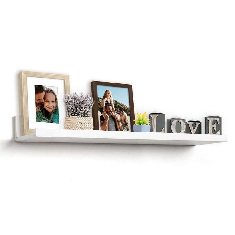 36" White Floating Shelf With Lip - Long Wall Mounted Storage Ledge For Bedroo