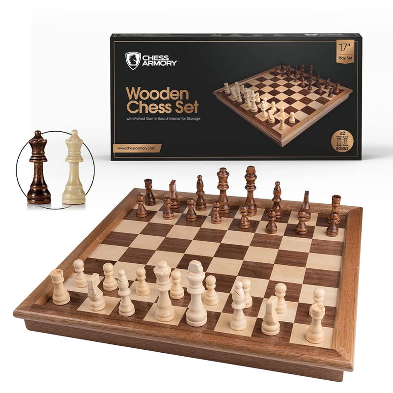 Wooden Chess Set 17 Inch Large Chess Board Sets For Adults And Kids With Ex