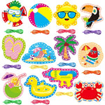 12 Pack Summer Beach Lacing Cards for Kids, Double-Sided Preschool Sewing Activity