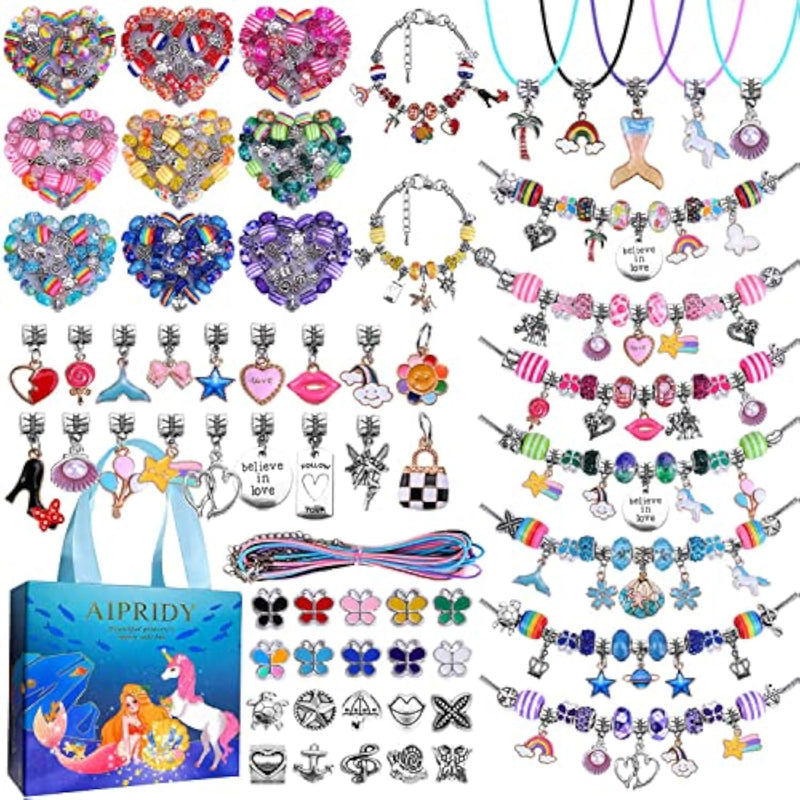 150 Pcs Unicorn Mermaid Charm Bracelet Making Kit for Girls Ages 5-12