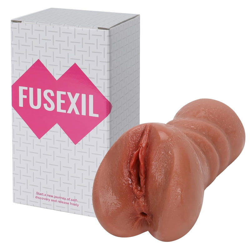 Male Masturbator Lifelike Sex Doll 3D Textured 2In1 Brown Realistic Pussy Adult Sex Toy Pocket Stroker Toy Vagina And Tight Anal 2 Holes Design Flight Pilot Men'S Sex Pleasure Devices 1.32Lb