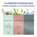 Separate Recycling Waste Bin Bags for Kitchen Home - 42 Gallon Recycling Bins (Pink, Green, Gray) Waste Trash Sorting Organizer, Reusable Waterproof, Pack of 3 Bags