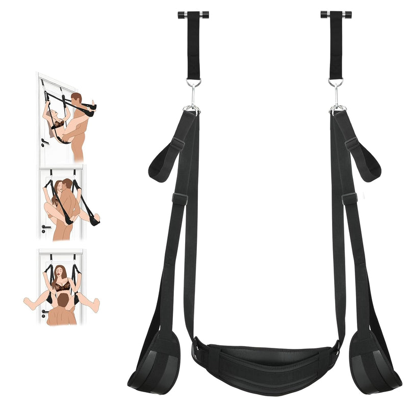 Bdsm Door Sex Toys Sex Swing Bondage Slave Leather Soft Plush Sex Slings With Adjustable Straps, Hanging Door Handcuffs Leg Restraints Spreader Adult Toys For Couple, Holds Up To 300Lbs