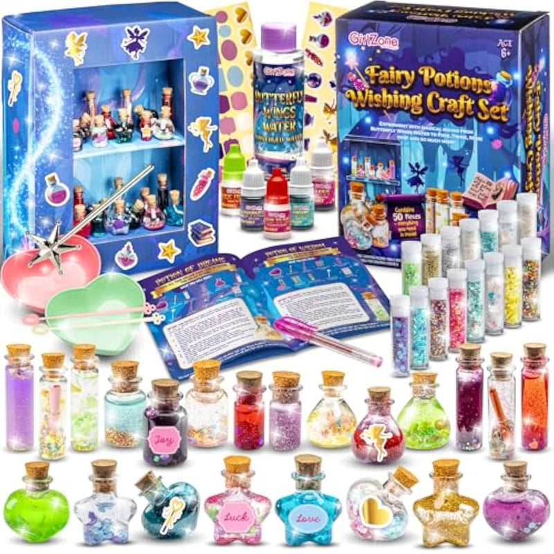 Fairy Potions Wish Maker Set For Girls Ages 7–12, Magical Potion Craft Kit With 50 Pieces & Spell Bottles, Fun Creative Activity For Kids, Christmas & Holiday Gift