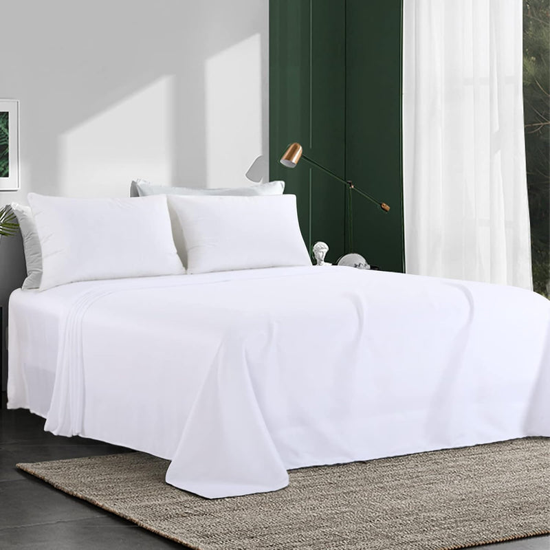 White Oversized King Flat Sheets Extra Large,Soft & Durable Bed Sheet,Smooth &