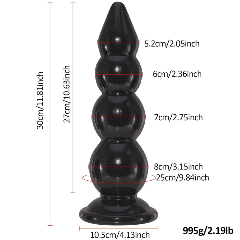 11.81" Super Huge Thick Butt Plug Long Anal Plugs With Strong Suction Cup Anus Dildo Beads Opening Trainer Butt Stretcher Prostate Massage, Anal G-Spot Sex Toys For Women Men Advanced Players Masters