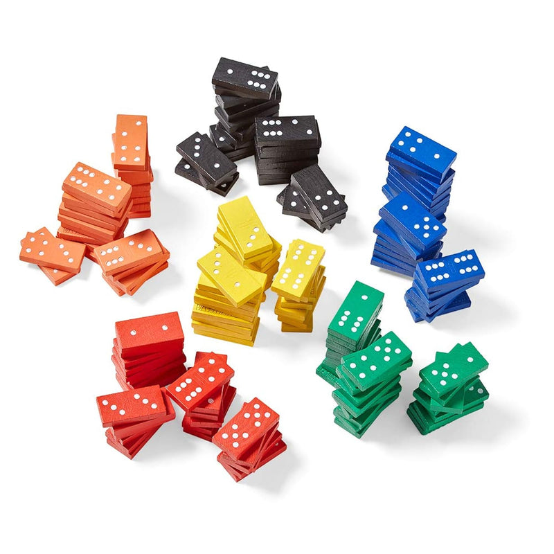 hand2mind Wooden Dominoes Set for Kids, Double Six Dominoes for Toppling, B